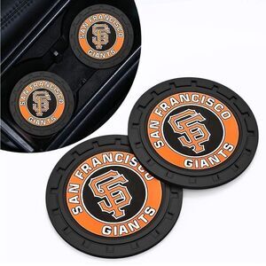 MLB San Francisco Giants car cup Coasters in black Set of 2 NWT